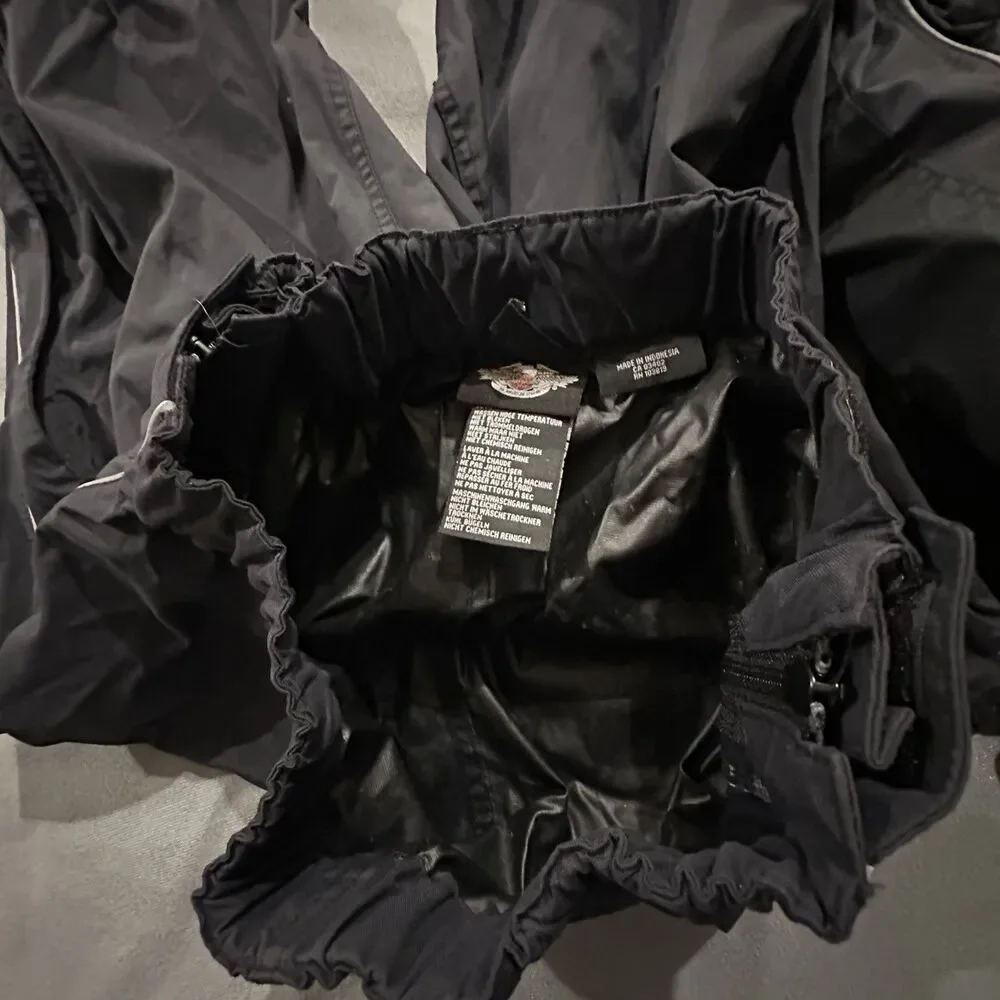 Harley Davidson Windbreaker Pants Mens M Rain Motorcycle Riding Black Nylon Y2K